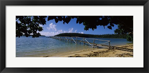 Framed Wooden dock over the sea, Vava&#39;u, Tonga, South Pacific Print