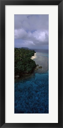 Framed Aerial view of a coastline, Vava&#39;u, Tonga, South Pacific Print