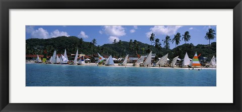 Framed Sailboats on the beach, Grenada Sailing Festival, Grand Anse Beach, Grenada Print