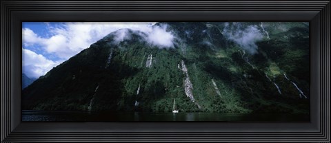 Framed Low angle view of a mountain, Milford Sound, Fiordland, South Island, New Zealand Print