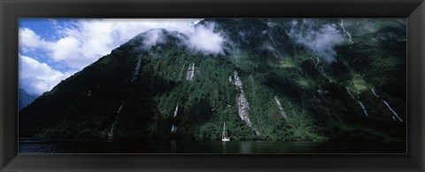 Framed Low angle view of a mountain, Milford Sound, Fiordland, South Island, New Zealand Print