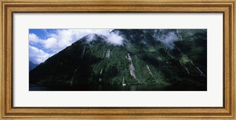 Framed Low angle view of a mountain, Milford Sound, Fiordland, South Island, New Zealand Print