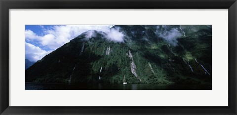 Framed Low angle view of a mountain, Milford Sound, Fiordland, South Island, New Zealand Print