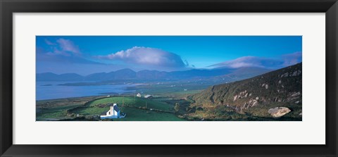 Framed High angle view of a cottage in a field near a bay, Allihies, County Cork, Munster, Republic of Ireland Print