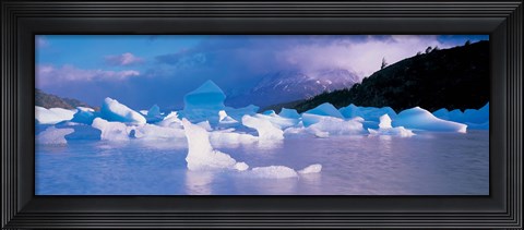 Framed Icebergs floating on water, Lago Grey, Patagonia, Chile Print