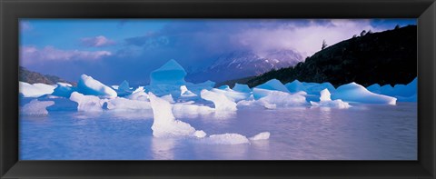 Framed Icebergs floating on water, Lago Grey, Patagonia, Chile Print