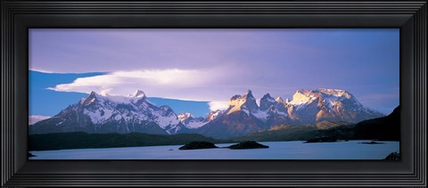 Framed Clouds over snow covered mountains, Towers Of Paine, Torres Del Paine National Park, Patagonia, Chile Print