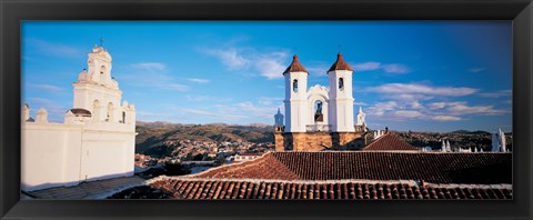 Framed High angle view of a city, San Felipe Neri convent, Church Of La Merced, Sucre, Bolivia Print