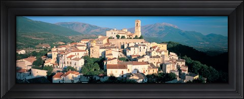 Framed High angle view of a town, Goriano Sicoli, L&#39;Aquila Province, Abruzzo, Italy Print