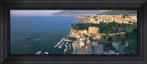 Framed High angle view of a town at the coast, Sorrento, Naples, Campania, Italy Print