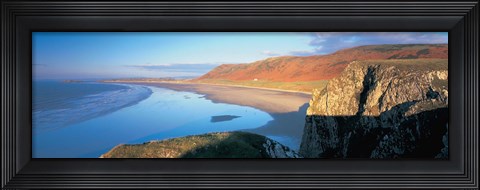 Framed Cliffs on the beach, Worms Head, Rhossili, Wales Print