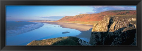 Framed Cliffs on the beach, Worms Head, Rhossili, Wales Print