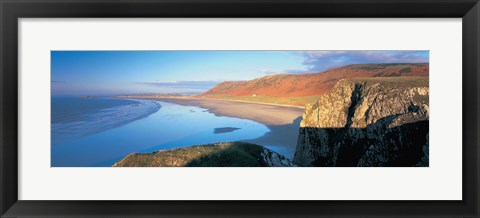 Framed Cliffs on the beach, Worms Head, Rhossili, Wales Print