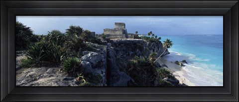 Framed Castle on a cliff, El Castillo, Tulum, Yucatan, Mexico Print