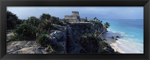 Framed Castle on a cliff, El Castillo, Tulum, Yucatan, Mexico Print