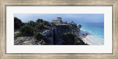 Framed Castle on a cliff, El Castillo, Tulum, Yucatan, Mexico Print