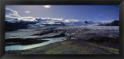 Framed Glaciers in a lake, Vatnajokull, Fjallsarlon, Jokulsarlon Lagoon, Iceland Print