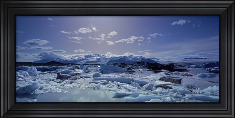 Framed Icebergs floating on water, Vatnajokull, Fjallsarlon, Jokulsarlon Lagoon, Iceland Print