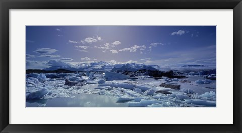 Framed Icebergs floating on water, Vatnajokull, Fjallsarlon, Jokulsarlon Lagoon, Iceland Print