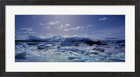 Framed Icebergs floating on water, Vatnajokull, Fjallsarlon, Jokulsarlon Lagoon, Iceland Print