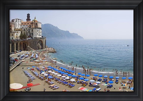 Framed Houses on the sea coast, Amalfi Coast, Atrani, Salerno, Campania, Italy Print