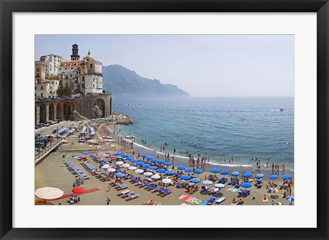 Framed Houses on the sea coast, Amalfi Coast, Atrani, Salerno, Campania, Italy Print