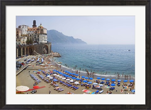 Framed Houses on the sea coast, Amalfi Coast, Atrani, Salerno, Campania, Italy Print