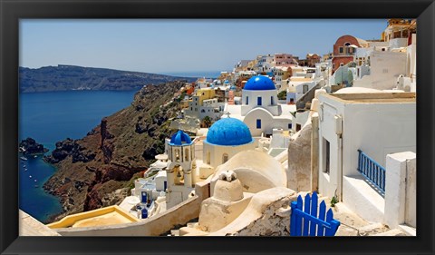 Framed High angle view of a church, Oia, Santorini, Cyclades Islands, Greece Print