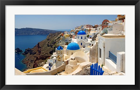 Framed High angle view of a church, Oia, Santorini, Cyclades Islands, Greece Print