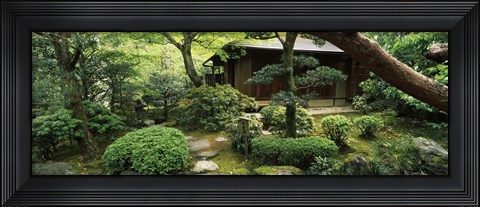 Framed Temple in a garden, Yuzen-En Garden, Chion-In, Higashiyama Ward, Kyoto, Kyoto Prefecture, Kinki Region, Honshu, Japan Print
