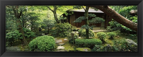 Framed Temple in a garden, Yuzen-En Garden, Chion-In, Higashiyama Ward, Kyoto, Kyoto Prefecture, Kinki Region, Honshu, Japan Print