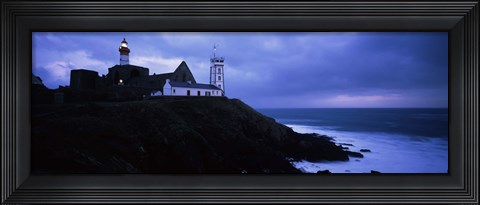 Framed Lighthouse at the seaside, Pointe Saint Mathieu, Finistere, Brittany, France Print