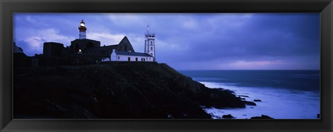 Framed Lighthouse at the seaside, Pointe Saint Mathieu, Finistere, Brittany, France Print