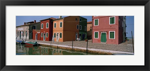 Framed Houses along a canal, Burano, Venice, Veneto, Italy Print