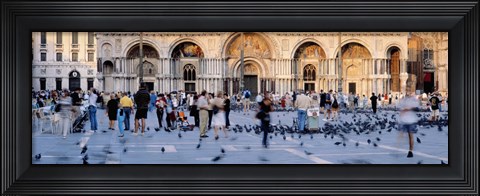 Framed Tourists in front of a cathedral, St. Mark&#39;s Basilica, Piazza San Marco, Venice, Italy Print