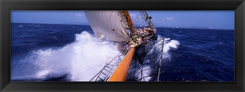 Framed Sailboat in the sea, Antigua, Antigua and Barbuda Print