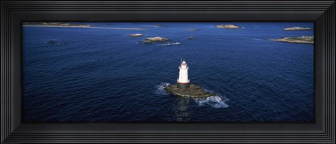 Framed Aerial view of a light house, Sakonnet Point Lighthouse, Little Compton, Rhode Island, USA Print