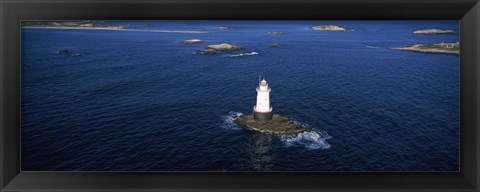 Framed Aerial view of a light house, Sakonnet Point Lighthouse, Little Compton, Rhode Island, USA Print