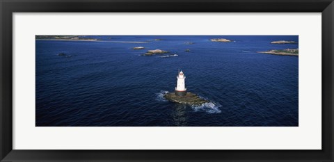 Framed Aerial view of a light house, Sakonnet Point Lighthouse, Little Compton, Rhode Island, USA Print