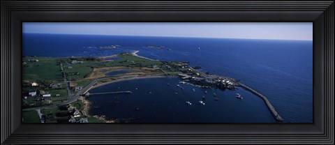 Framed Sakonnet Point Lighthouse in the distance, Little Compton, Rhode Island, USA Print