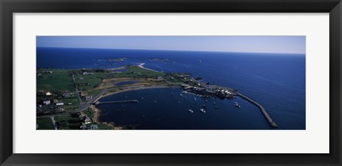 Framed Sakonnet Point Lighthouse in the distance, Little Compton, Rhode Island, USA Print