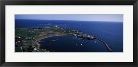 Framed Sakonnet Point Lighthouse in the distance, Little Compton, Rhode Island, USA Print