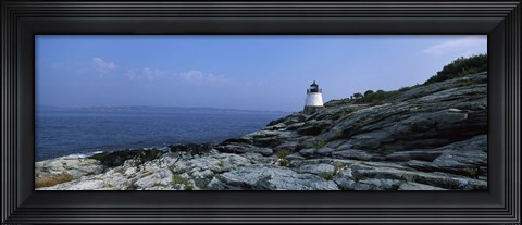 Framed Castle Hill Lighthouse at the seaside, Newport, Newport County, Rhode Island, USA Print