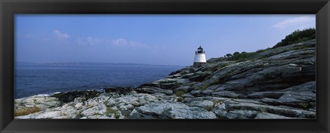 Framed Castle Hill Lighthouse at the seaside, Newport, Newport County, Rhode Island, USA Print