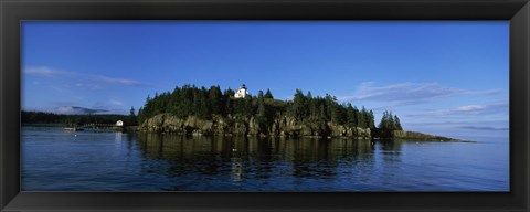 Framed Island in the sea, Bear Island Lighthouse off Mount Desert Island, Maine Print