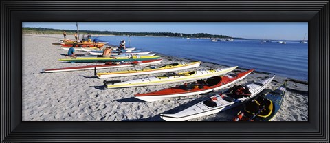 Framed Kayaks on the beach, Third Beach, Sakonnet River, Middletown, Newport County, Rhode Island (horizontal) Print