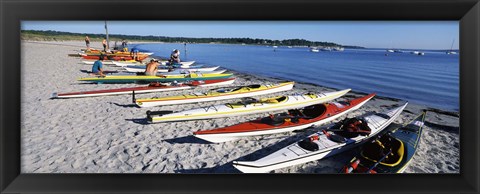 Framed Kayaks on the beach, Third Beach, Sakonnet River, Middletown, Newport County, Rhode Island (horizontal) Print