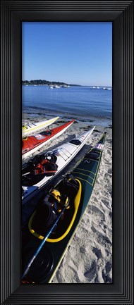 Framed Kayaks on the beach, Third Beach, Sakonnet River, Middletown, Newport County, Rhode Island (vertical) Print