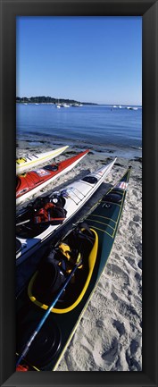 Framed Kayaks on the beach, Third Beach, Sakonnet River, Middletown, Newport County, Rhode Island (vertical) Print