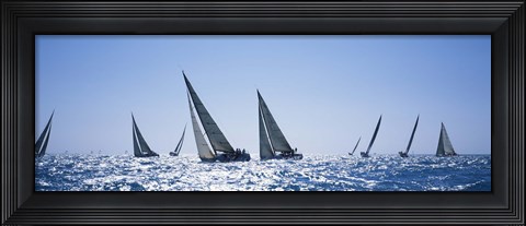 Framed Sailboats racing in the sea, Farr 40&#39;s race during Key West Race Week, Key West Florida, 2000 Print